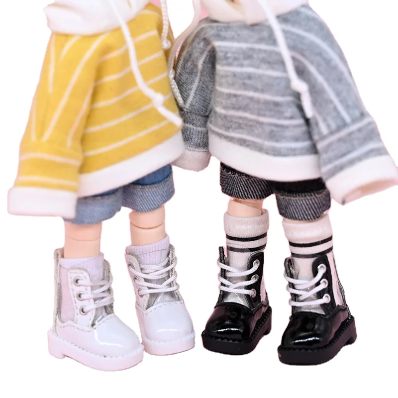 2021 New Handmade Custom 1/12 Doll Shoes Accessories Ob11 Transparent High Top Shoes High Quality Doll Clothes For Bjd Blythe