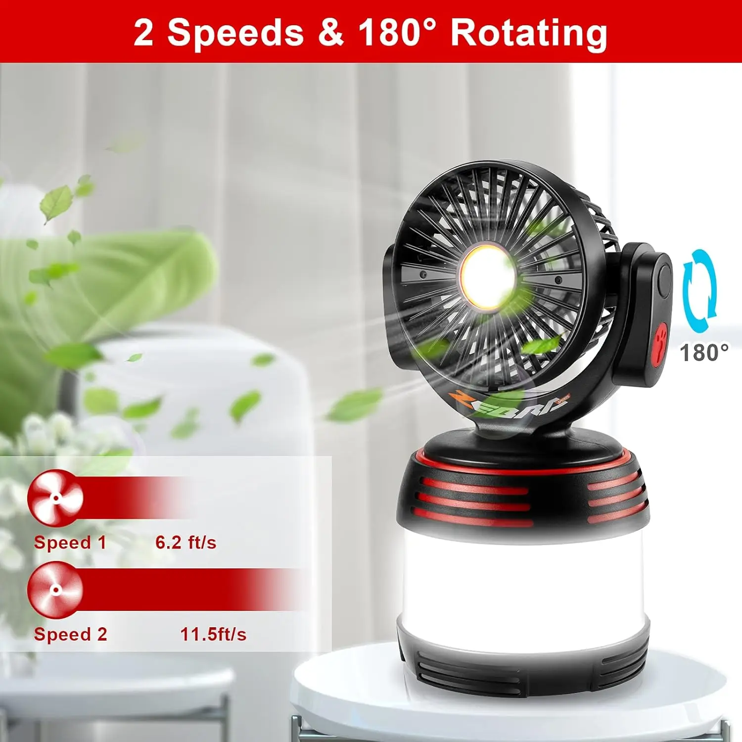 SOHOT Rechargeable Power Bank LED Camping Lantern with Ceiling Fan LED Camping Tent Light Emergency Lamp for Camping Fan