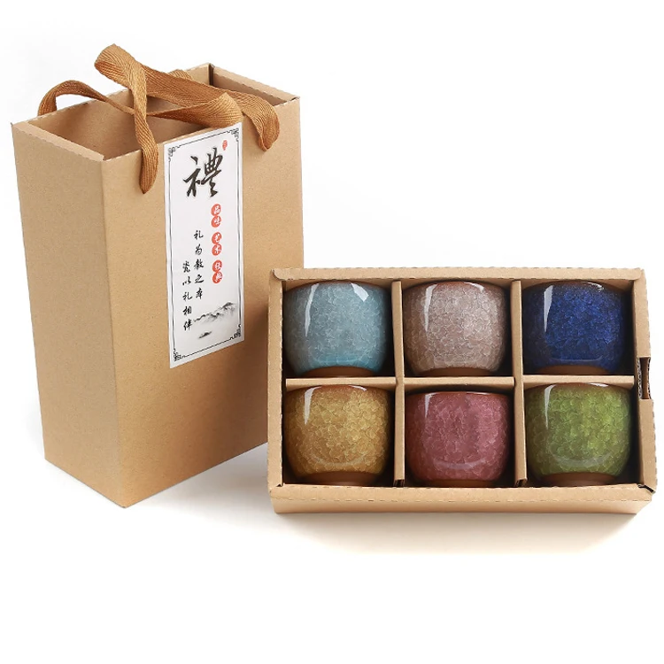 Hot sale Japanese Style Chinese Kung Fu Clear Tea Water Cups Sets  Ceramic Clay Tea Service Arabic Espresso Coffee Cup