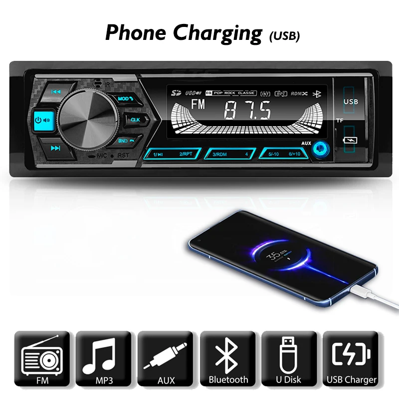1din Car Stereo Remote Control Digital Bt Audio Music 12v Usb/sd/aux-in Car Radio Mp3 Player USB/SD Universal