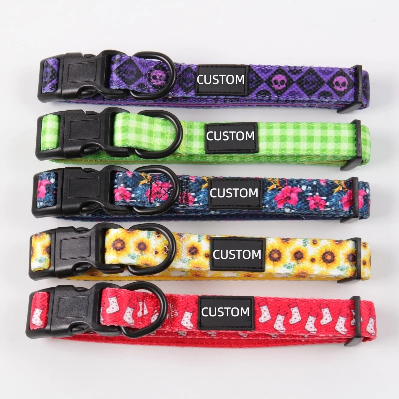 Wholesale Eco-Friendly Quick Release Buckles Dog Collar Adjustable Custom Print Luxury Pet Dog Collar