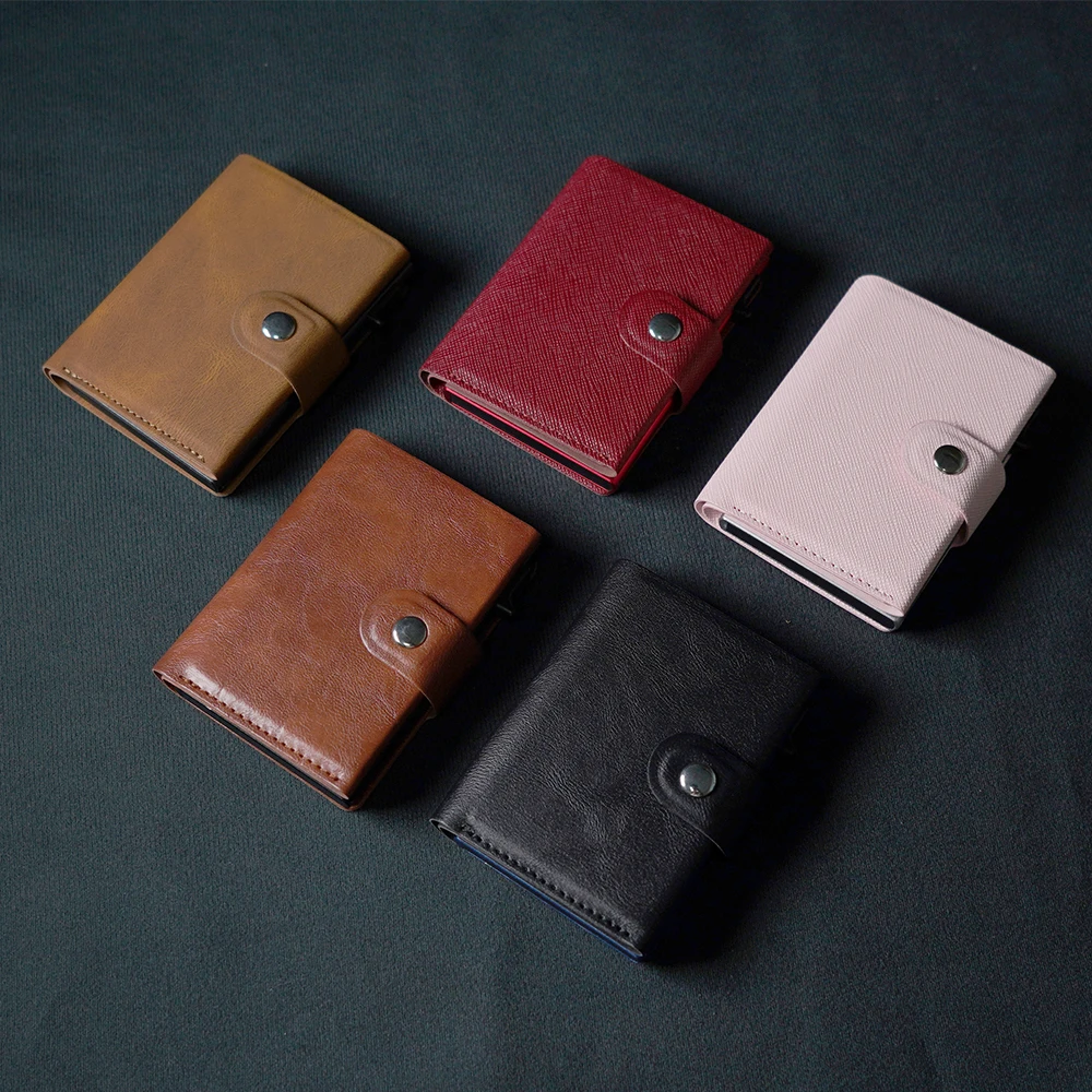 customize PU leather card holder pop up wallet for credit card holder aluminum wallet