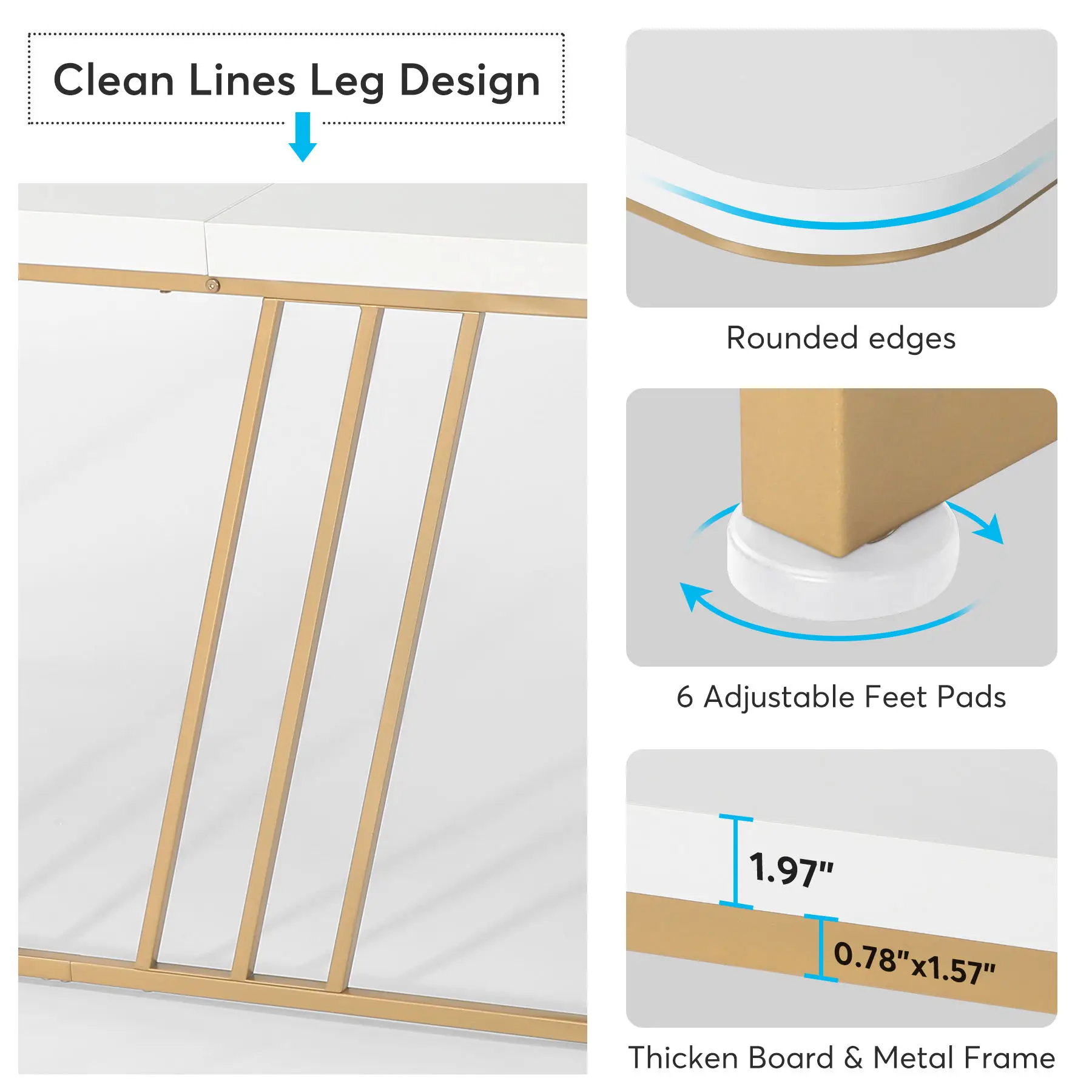 Simplicity furniture Modern luxury office desks conference table  high-end white golden ceo executive office desk for sale