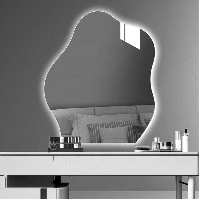 irregular anti rust anti-fog asymmetry vanity LED mirror wall mounted mirror for hotel
