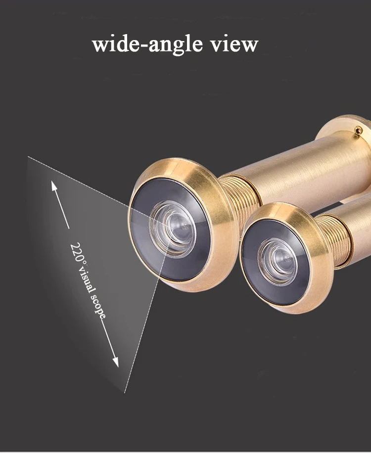 220-degree Solid Brass Peep Holes for Door with 16mm Drill Bit Hotel Door Viewer Peephole with Cover for 35-55mm Doors