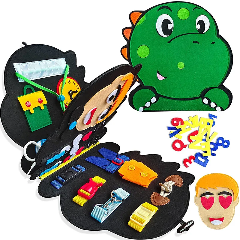 Toddlers Activity Developing Busy Book Autism Sensory Kids Toys Dinosaur felt Busy Board Montessori Toys