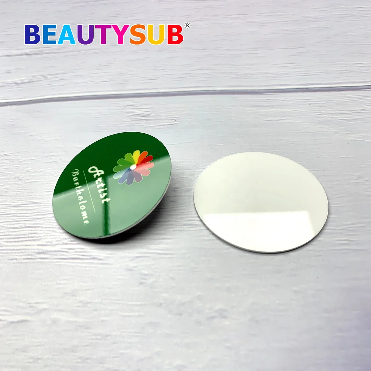 BEAUTYSUB 1 15 мм HD Глянцевый белый сублимационный алюминиевый именной значок с пластиковой брошью булавка термотрансферный металлический