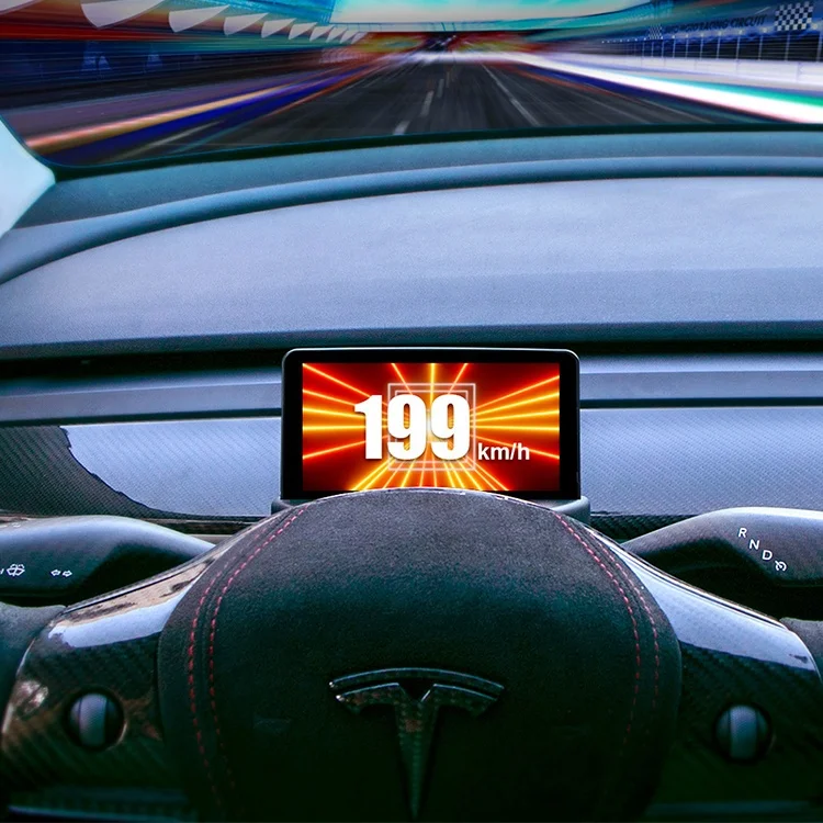 Creease 4.6 Inch High Definition Hud Head Up Turn Signal Display Ultra Mini Screen Display For Tesla Model 3 Model Y