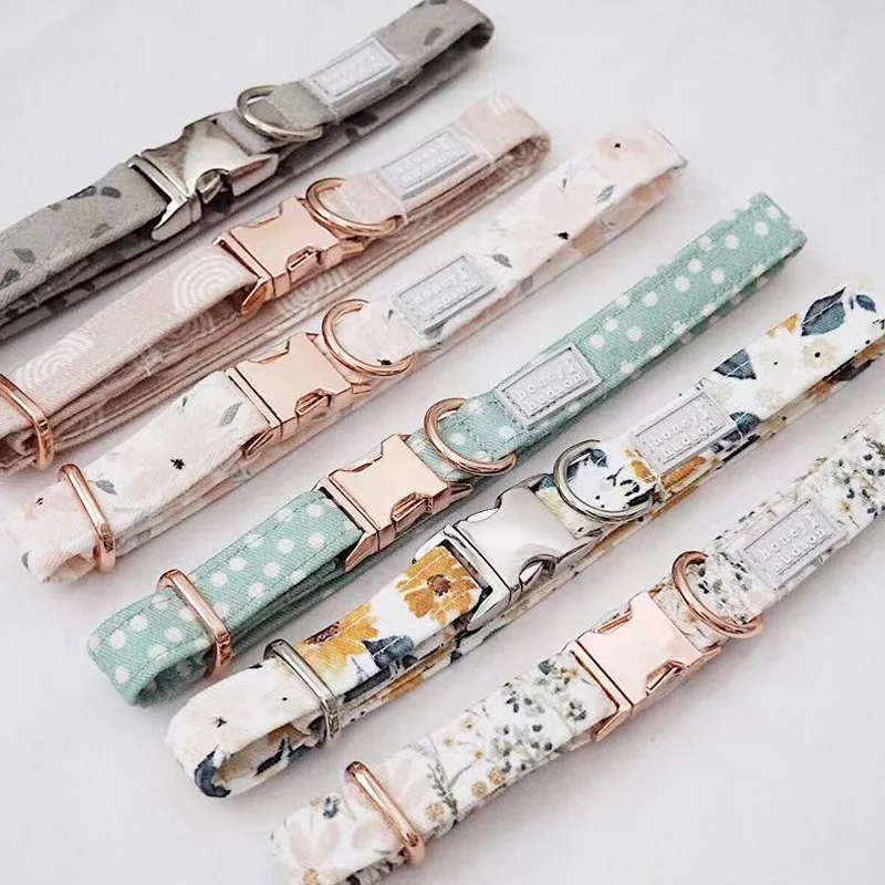 Oem Custom Leash Luxury Personalized Logo Adjustable Pet gold sliver accessories Dog Collar and leash