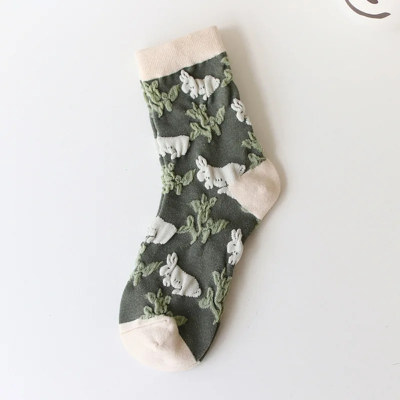 Autumn New Arrival Vintage Comfortable Funny Cotton Colorful Flora Pattern Socks for Women
