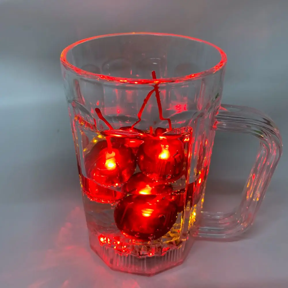 Waterproof Cherry Shape Plastic Glow In The Dark LED Light Up Ice Cube For Nightclub Party Bar Wedding