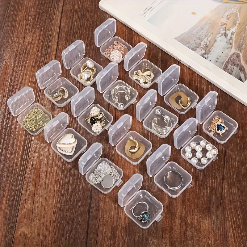 NISEVEN Wholesale Necklaces Bead Storage Containers Small Square Box Jewelry Box Waterproof Clear Plastic Storage Boxes With Lid