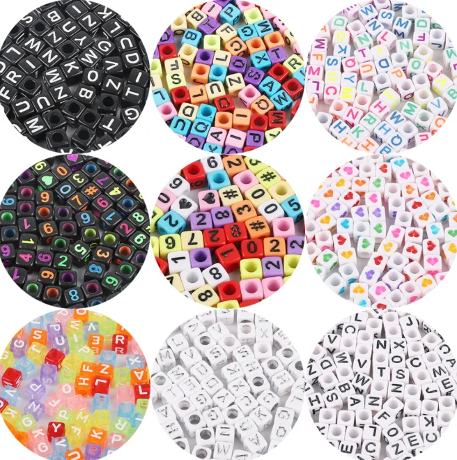 DIY beaded material early education acrylic letter set 15 kinds of letter beads plastic round square bracelet