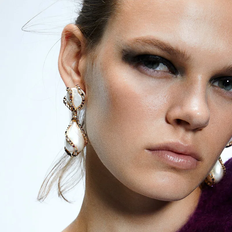 
Yiwu Tingyue luxury inspired fashion jewelry 2021 wholesale water droplets diamond pearl earrings 