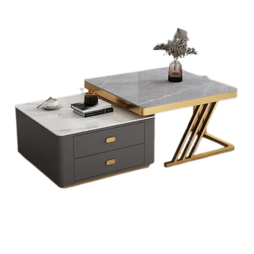 Italian minimalist Marble coffee table living room home side table selling light luxury telescopic coffee table