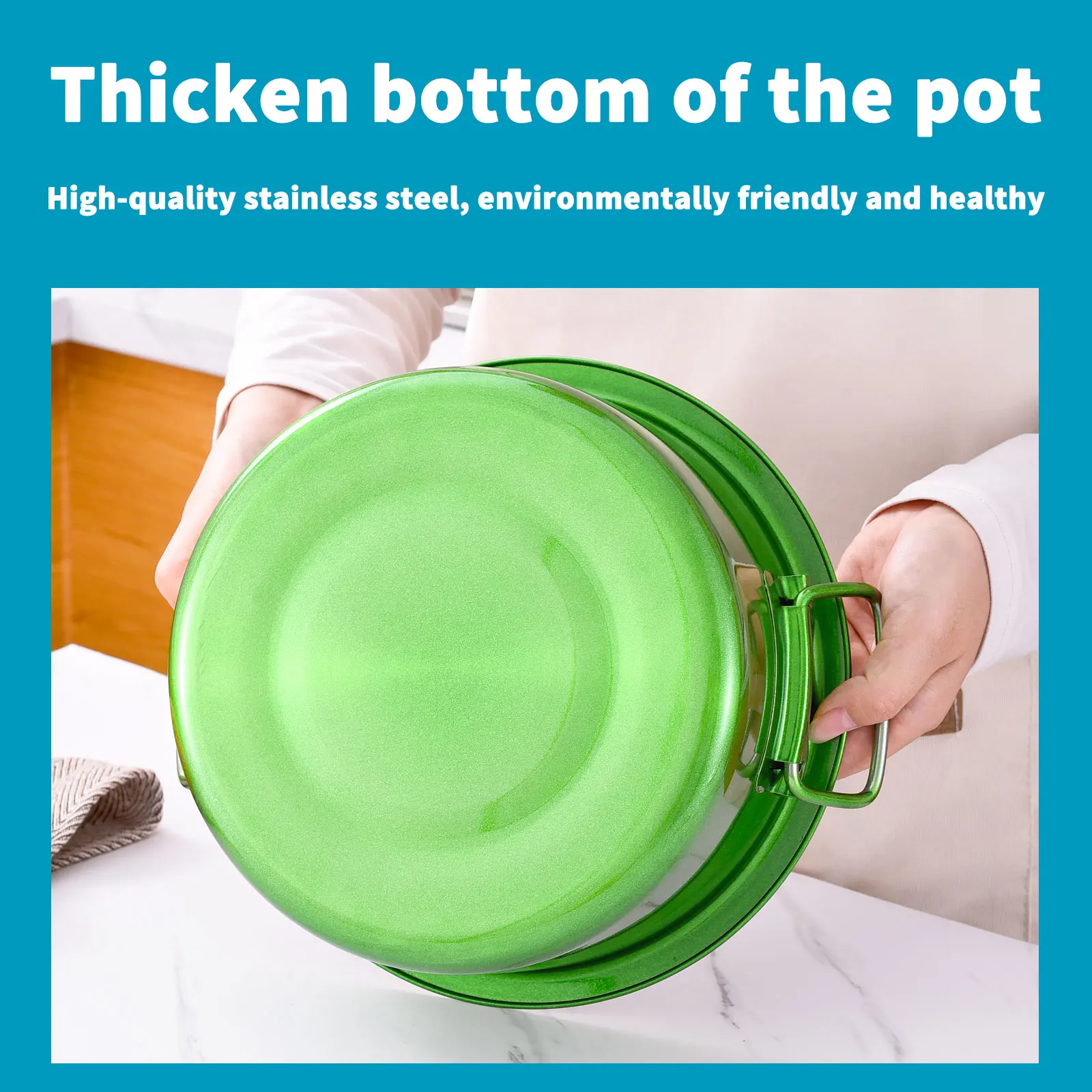 Premium Non Stick Cookware Pots 410 Stainless Steel 5 Piece Paint Polishing Cooking Pot Set With Handle