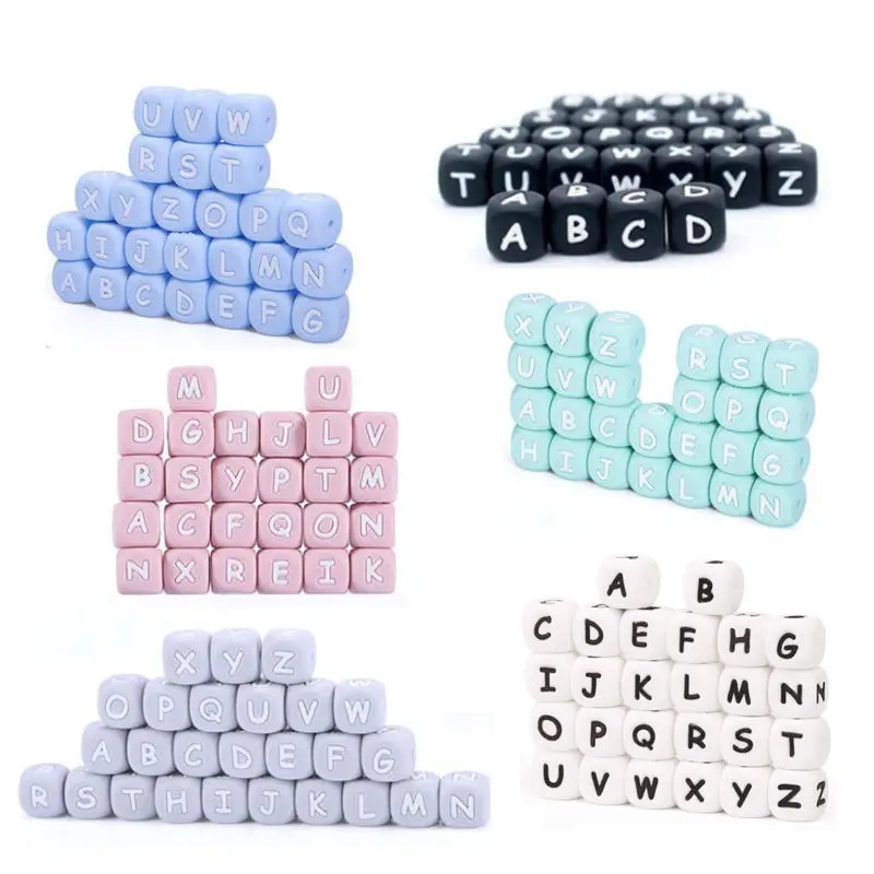 Teething 19mm Character Letter Keychain 15mm Focal Bracelet Wholesale New Wristlet Custom Silicone Beads For Pen Jewelry Making