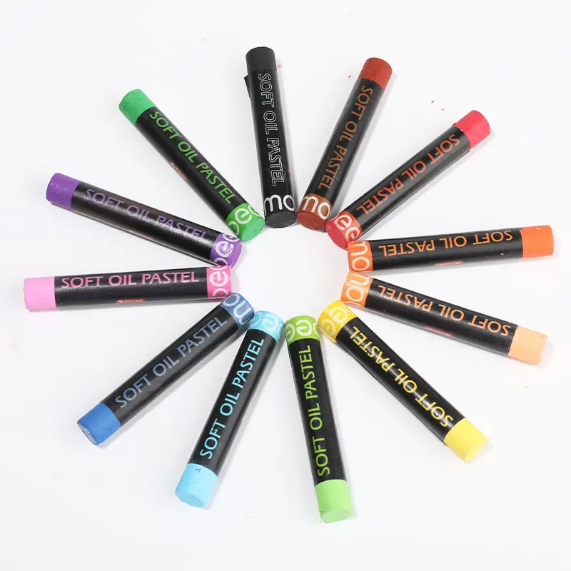 Mobee P-3408C Hot sales 12 assorted colors soft oil pastel set professional factory price drawing crayon set for painting