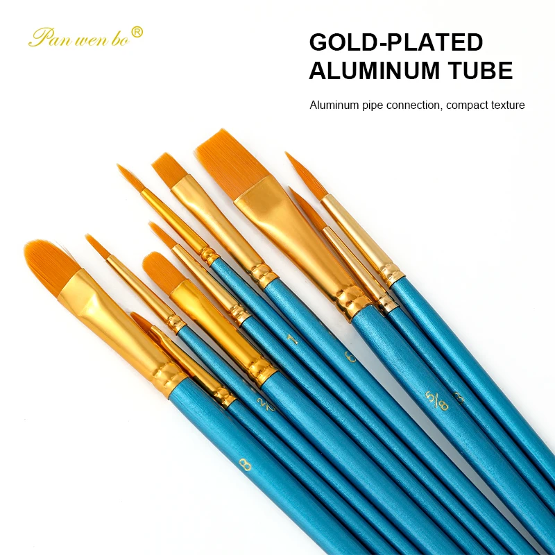 2023 hot sale 10 nylon bristle brushes custom package painting brush set for artist students