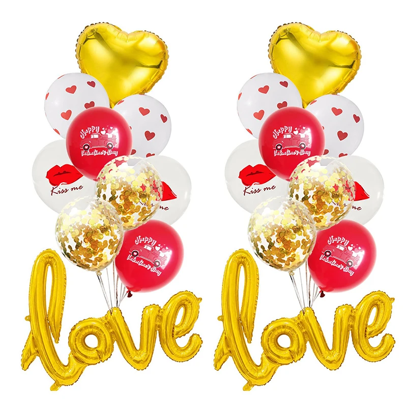 Latex Confetti Balloon Foil Love Valentines Day Balloon Set Valentines Party Supplies Home Decor