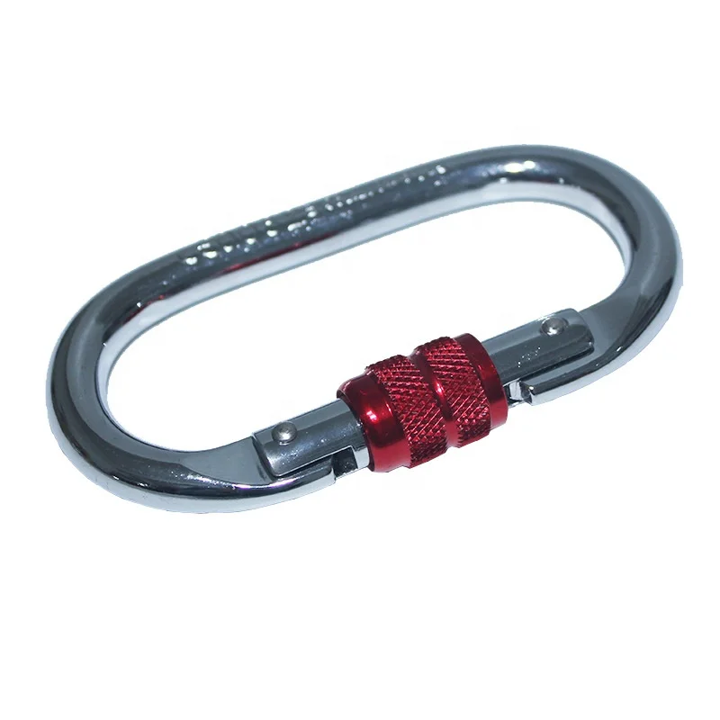 Factory Wholesale Heavy Duty 25KN Oval Lock Climbing Steel Carabiner Hook For Camping