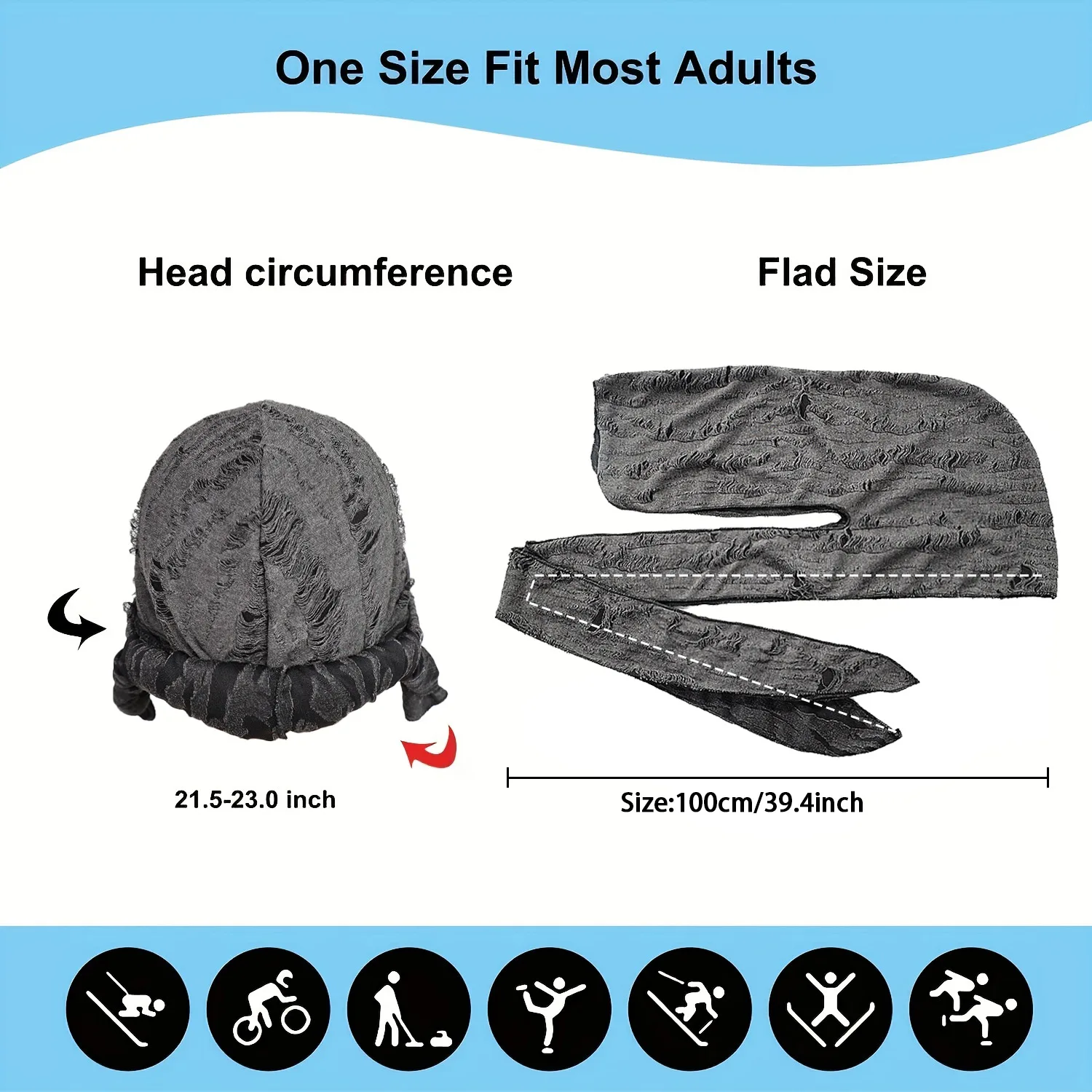 HZM-60942 Hip hop Beanie Cap Durag Hat Skull Cap Pirate Hat Bandana Head Wrap for Men and Women