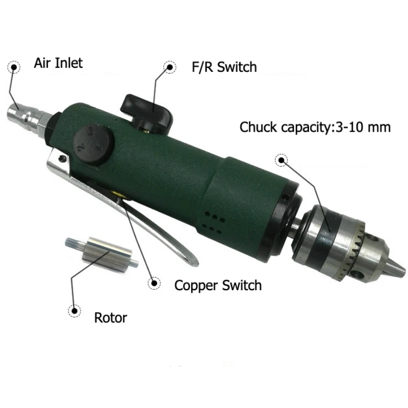 
3/8 Straight Pneumatic Drill 22000rpm Air Power Drill High Speed Pneumatic Drilling Engraving Polishing Tool with Adjustable 