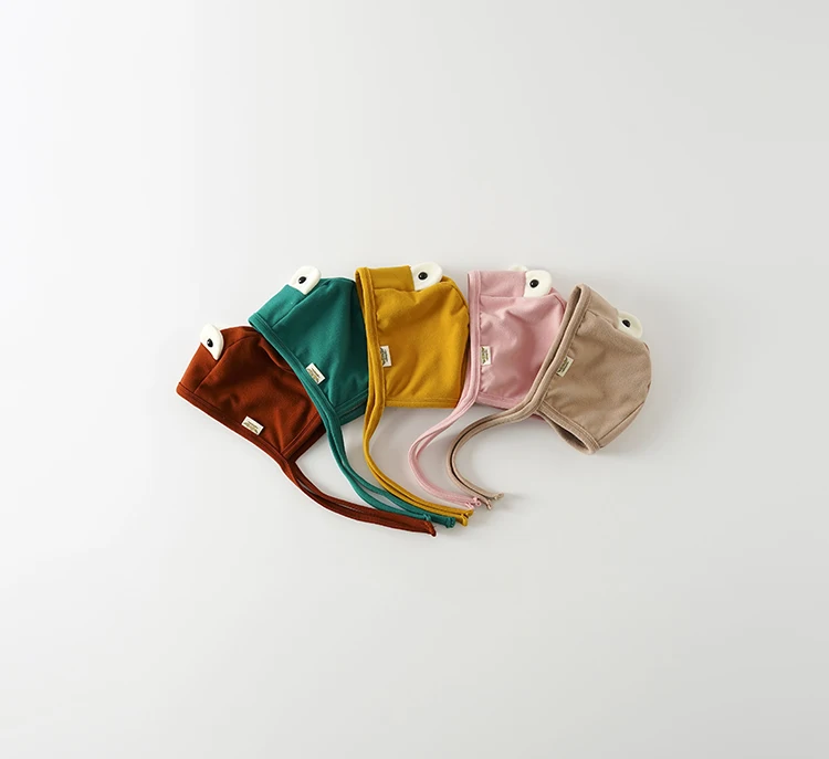 Solid color cute cartoon design newborn baby cap big eyes frog design baby boy cap solid color baby girl cap