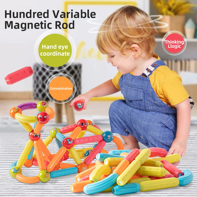 juegos montessori para ninos spielzeug colorful transparent luminescent rod magnetic building block construction toy