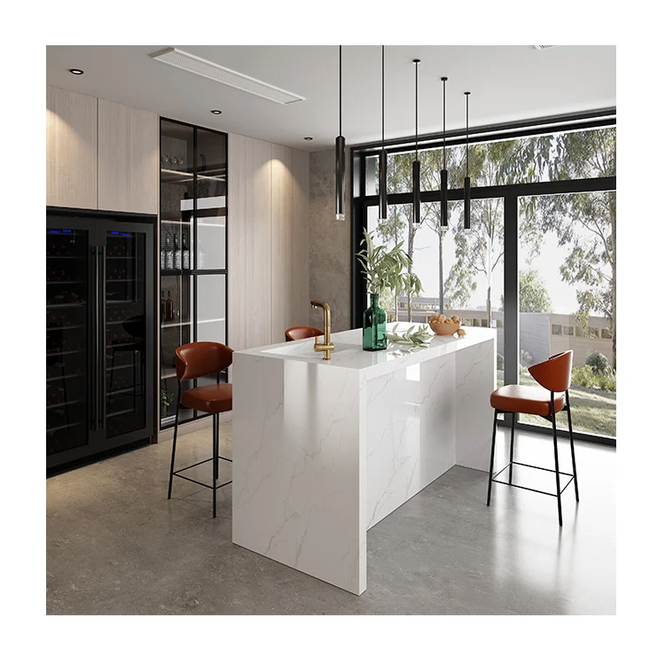 Светлый на заказ кухонный Остров бар стойка регистрации мраморный обеденный стол