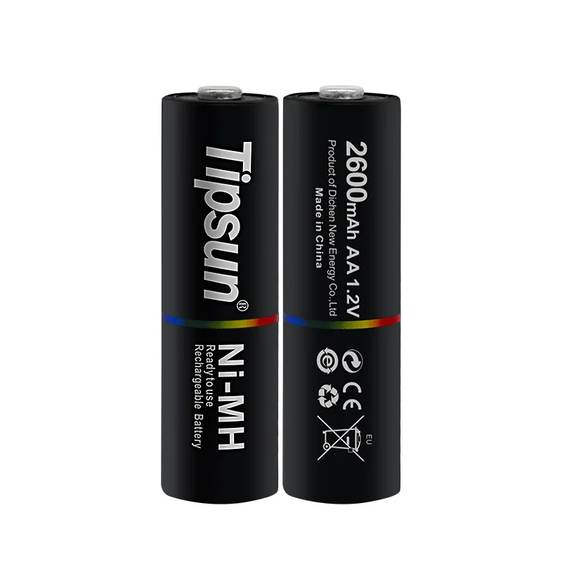 Tipsun Цена по прейскуранту завода 1 2 v 2600mAh перезаряжаемая батарея nimh aa
