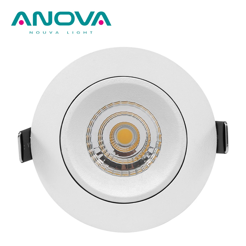 Recessed 2700k round downlight IP44 adjust tilted 568LM aluminum 7w embedded COB led downlights
