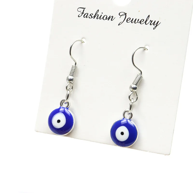 Kingcome New Devil Eye Earrings Turkey Blue Eyes Double-sided Pendant Ear Hook Color Evil Angel Eye Earrings