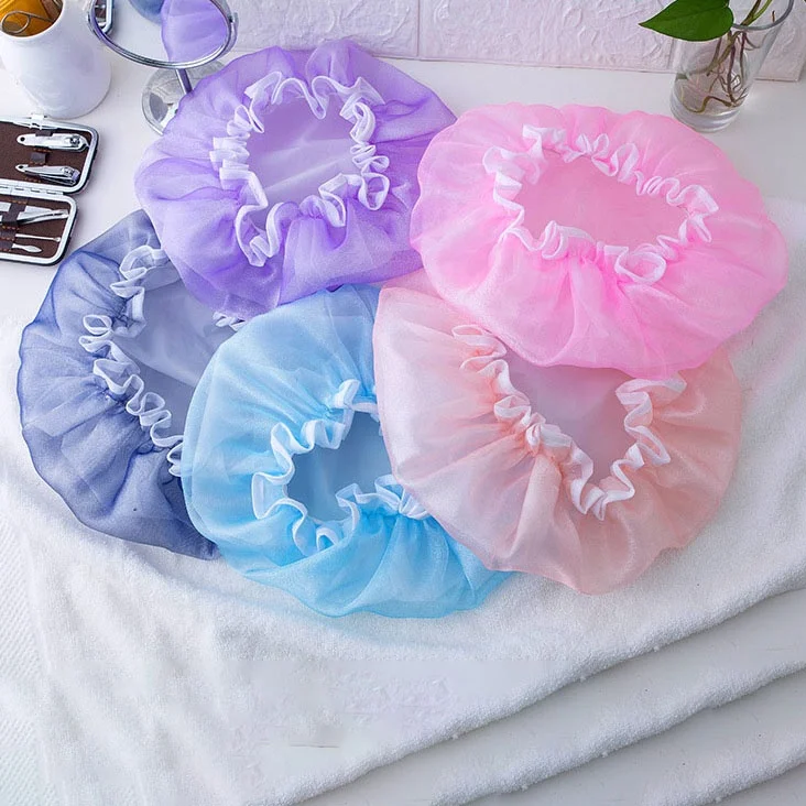 Bathing Cap Double Layer Waterproof Polyester Cotton Hair Cover Multicolor Shower Hats Bathroom Products