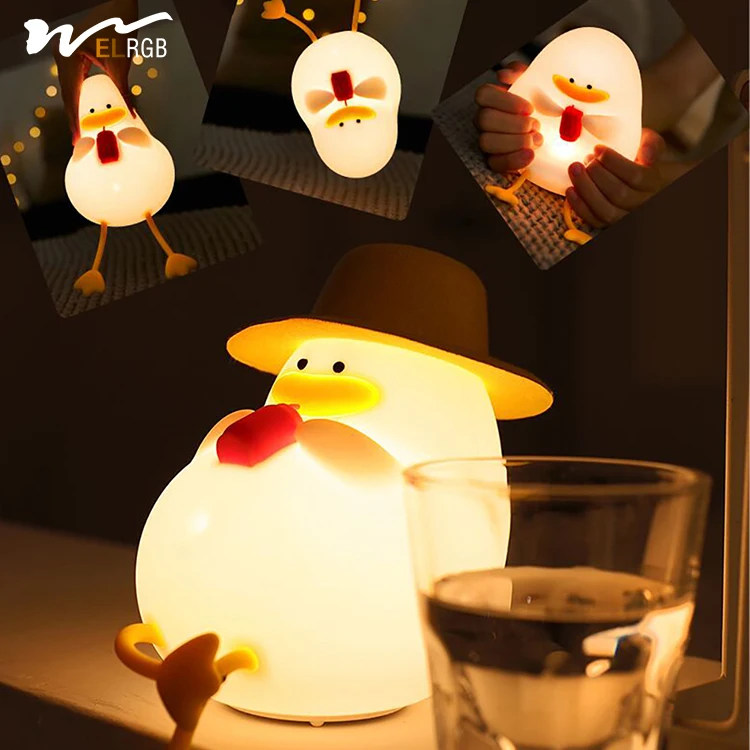 Happy duck intelligent voice voice control night light baby feeding eye protection silicone atmosphere bedside lamp
