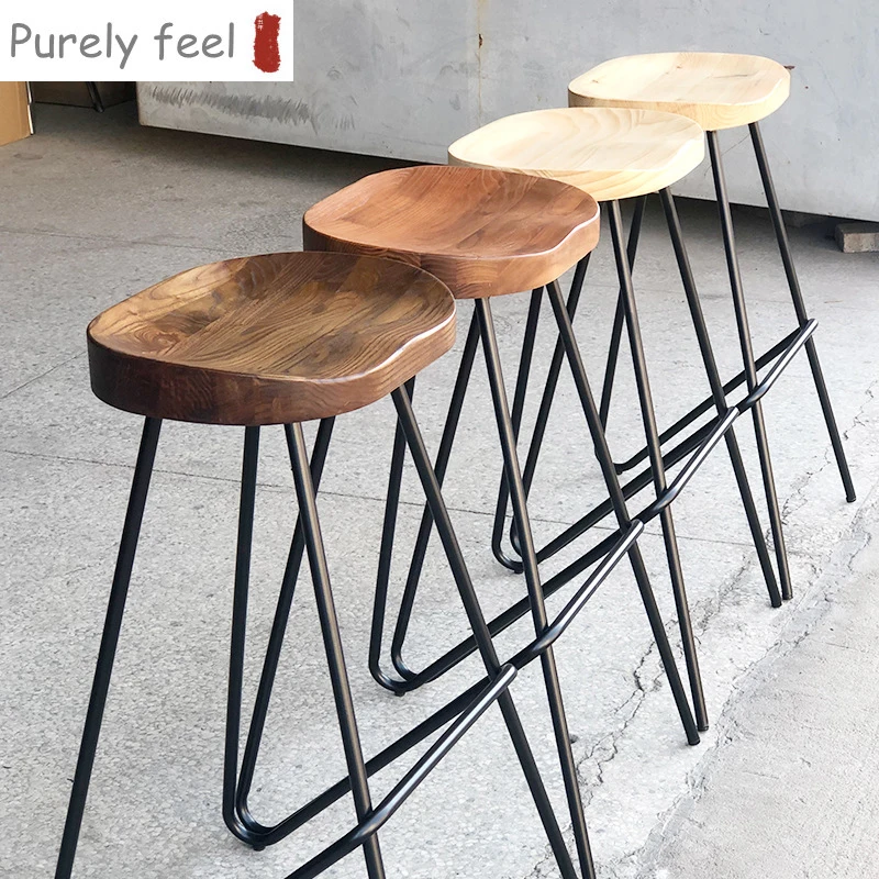 Фабрика PurelyFeel промышленный дизайн металлическая рамка деревянный высокий барный стул для ресторана кухни и столовой барные