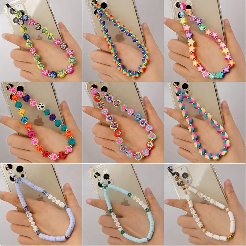 Trending 2022 Aesthetics Y2K Accessories Fashion Smart phone Lanyard Charms Bracelet Chain Girl Phone Loop Beads Phone Strap