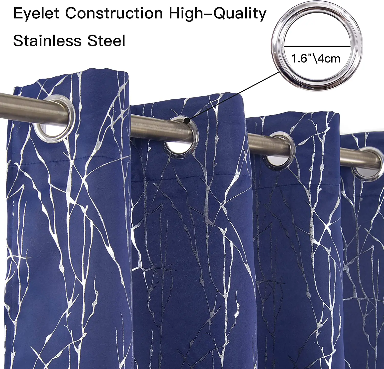 Factory Made Luxury Decor Solid Dusty Blue Grommet blackout Curtains for Bedroom