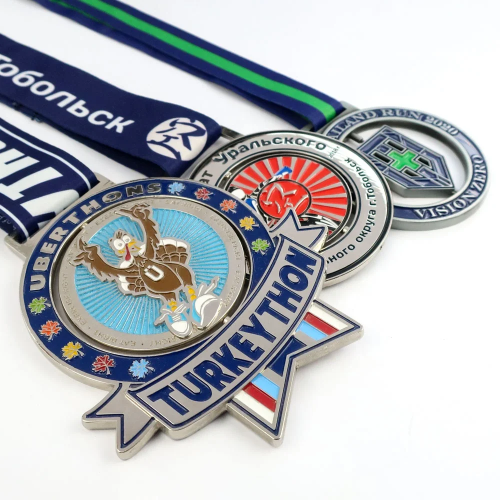 custom 3d design running sports souvenir medals turkey souvenir medals with ribbon