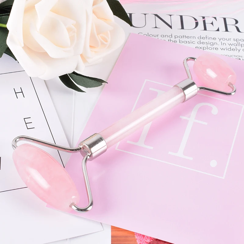 Best High Quality Anti Aging Face Lifting Jade Stone Cold Gemstone Natural Crystal Rose Quartz Massage Facial Jade Roller