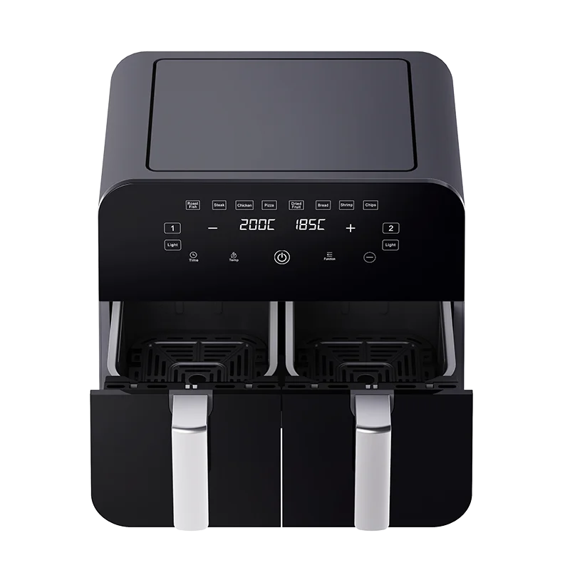 hot selling  2500w large caacity 9 L Smart Air Fryer Oven 2-Basket Air Fryer with 2 Independent Frying Baskets