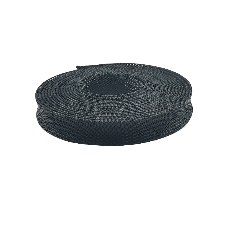 Custom PET plastic braided flame retardant expandable insulated tube cable fiber optic protection tube plastic mesh