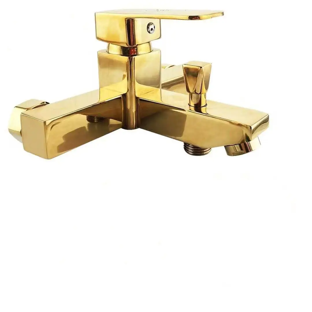 Waterfall Roman Tub Faucets Deck Mount Brushed Gold Bathtub Faucets Brass Tub Filler Bathroom Faucets with Hand Shower