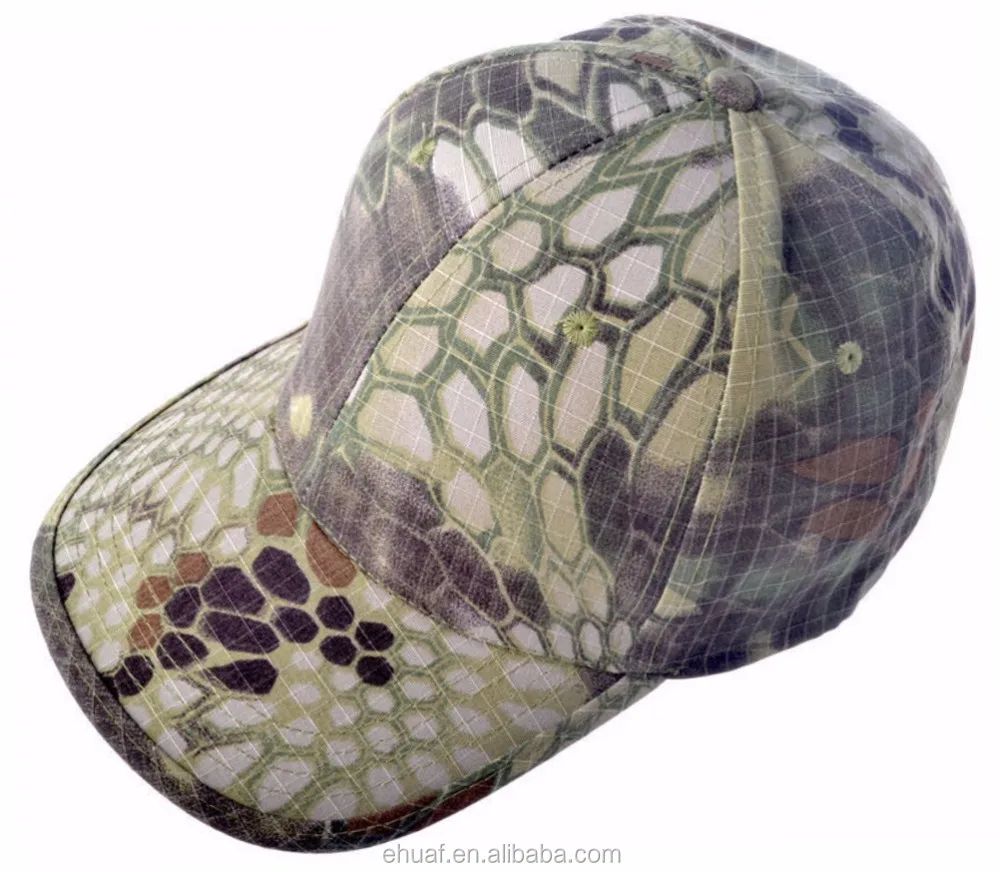 Оптовая продажа 6 панелей Спортивная камуфляжная шляпа rip stop green python