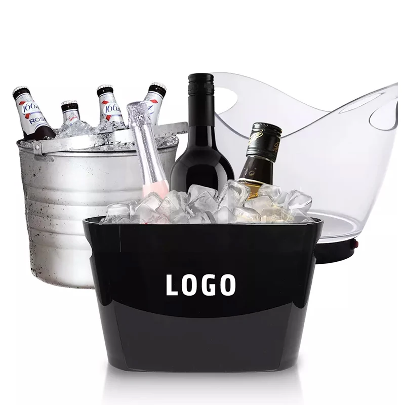 Drinks Bottle Clear Champagne Beverage Tub 6L Customized Logo Promotional Gifts Custom Wine Beer Plastic Ice Buckets