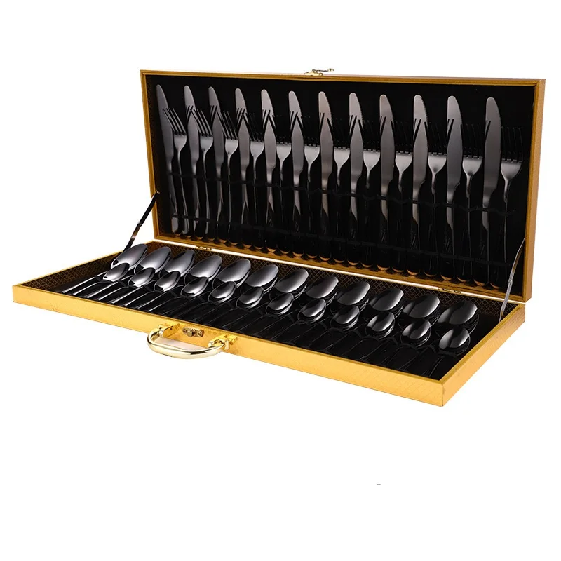 Luxury 48 PCS Flatware Shiny Mirror Fork Spoon Serving Cutlery Set Stainless Steel Silverware