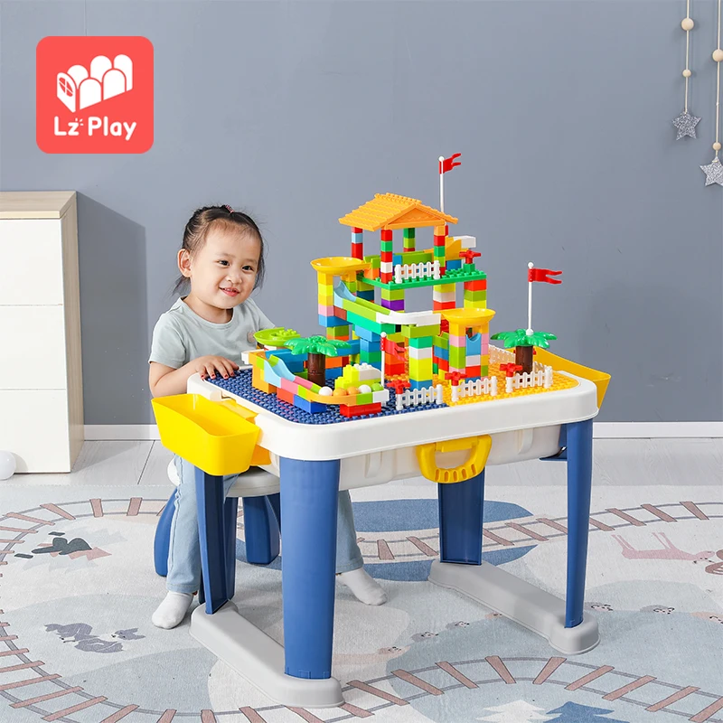 Custom baby mini stacking big plastic education diy toy game castle bricks construct building blocks table play set for kids