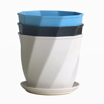 Unbreakable bamboo fiber flower pot durable BPA free eco plastic flower pot Garden planter stand