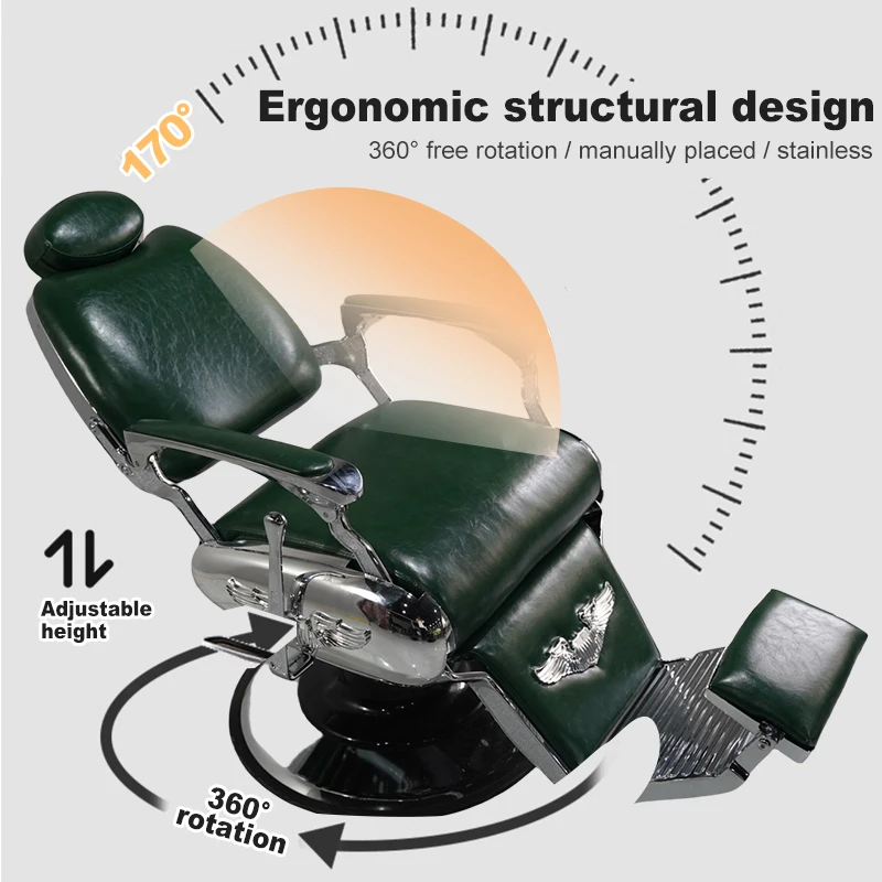 Modern Hair Cutting Barber Shop Chairs Factory Gray Leather Salon Chair Styling Furniture Quality Barber Seats nail table