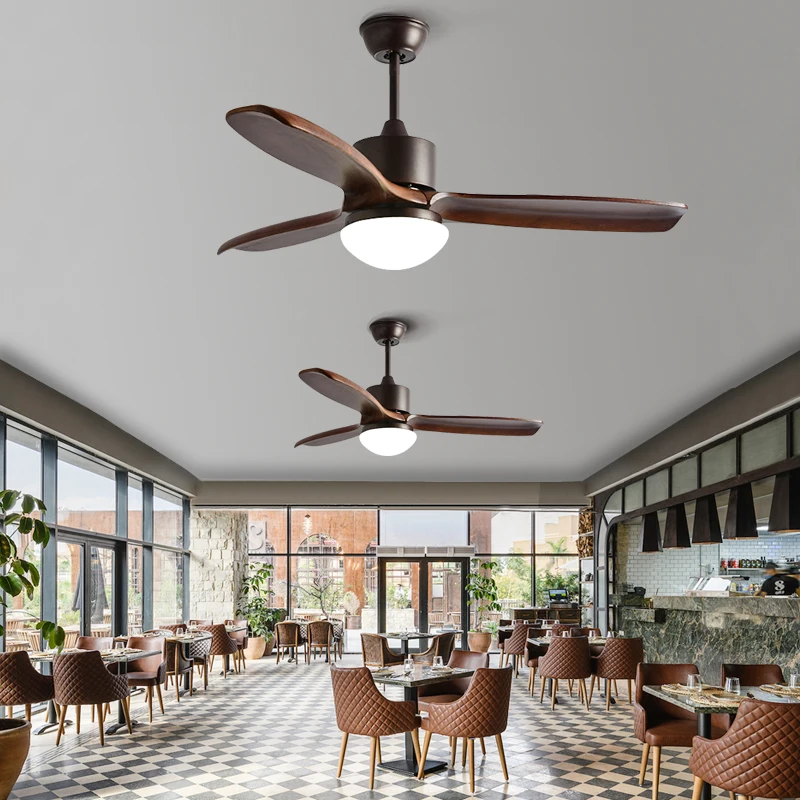Wholesale 52 Inch Vintage Decor Wood Fan Ceiling Electric Solid Wood Blades Ceiling Fan With ventilador de techo con luz